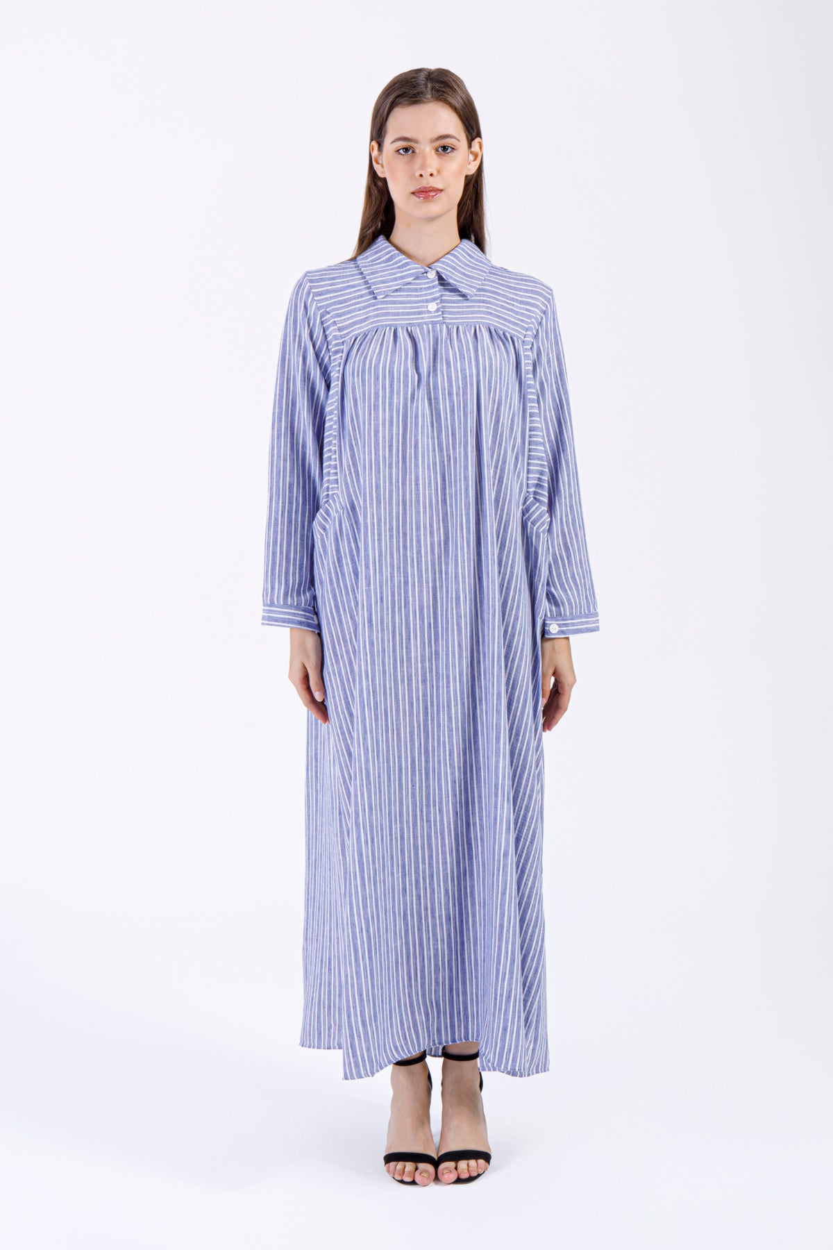 Lina Striped Maxi Dress – Blue & White