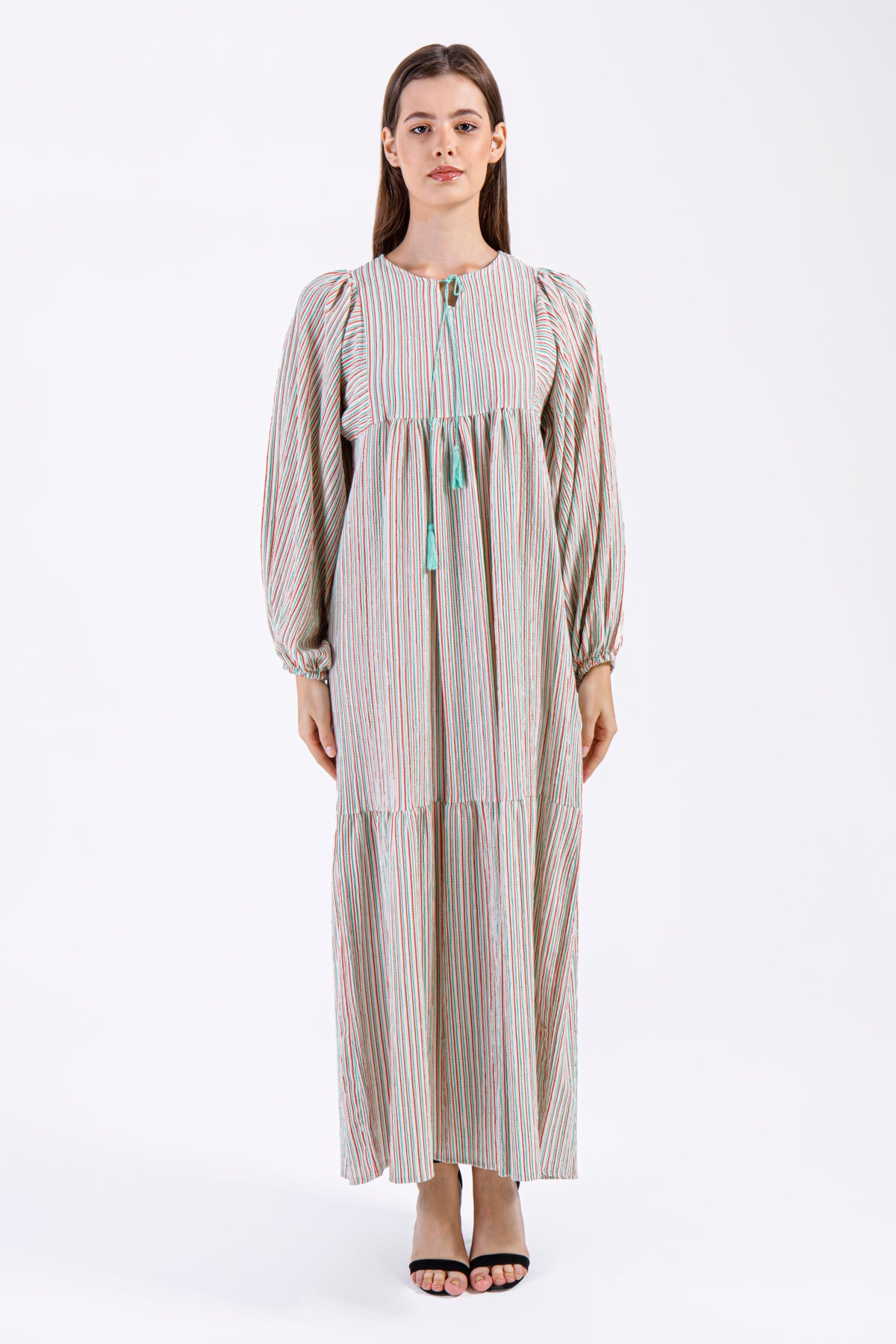 Layla Maxi Dress – Cream with Multicolor Stripes