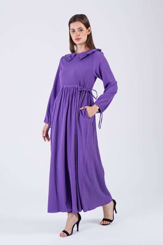 Amira Ruffle Collar Maxi Dress – Purple