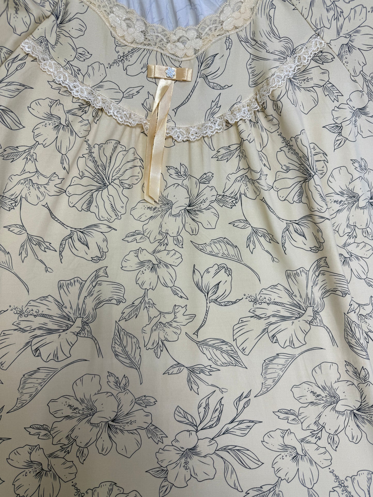Liora – Soft Cream Floral Nightdress | Women’s Lace Sleepwear