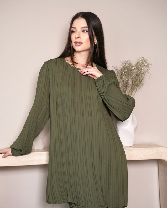 Olive Aura Set - Pleated Olive