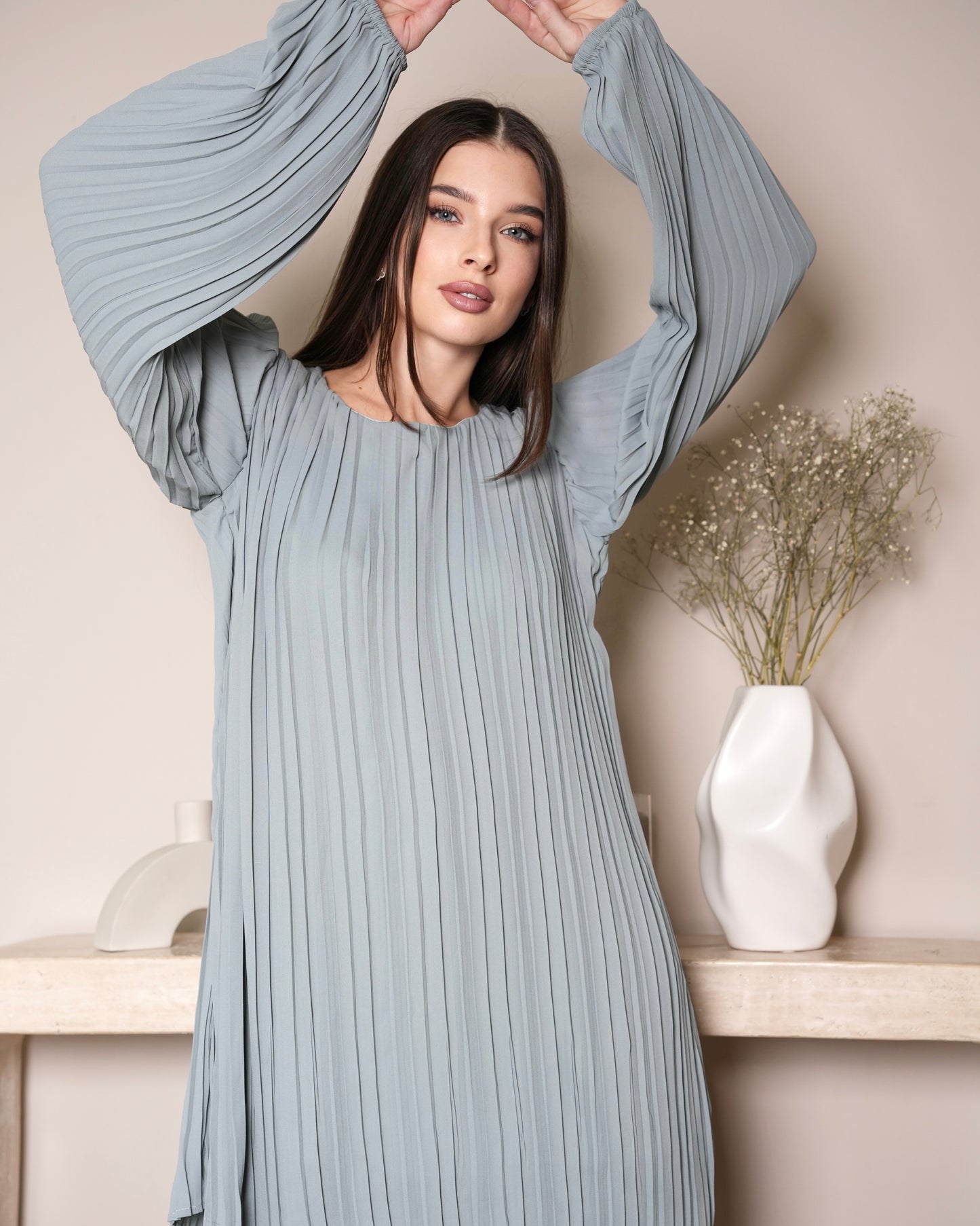 Celeste Pleated Set - Soft Blue