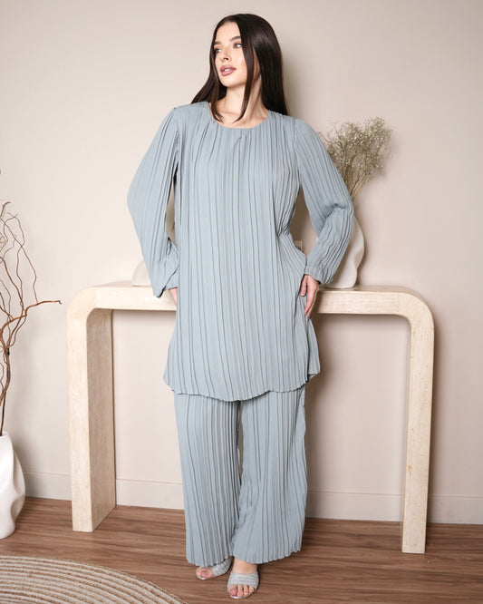 Celeste Pleated Set - Soft Blue