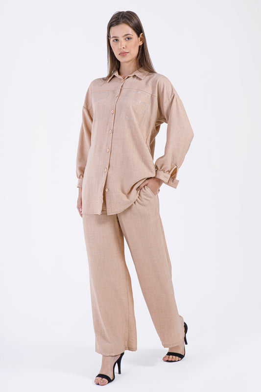 The Luma Button-Down Set – Cappuccino Beige