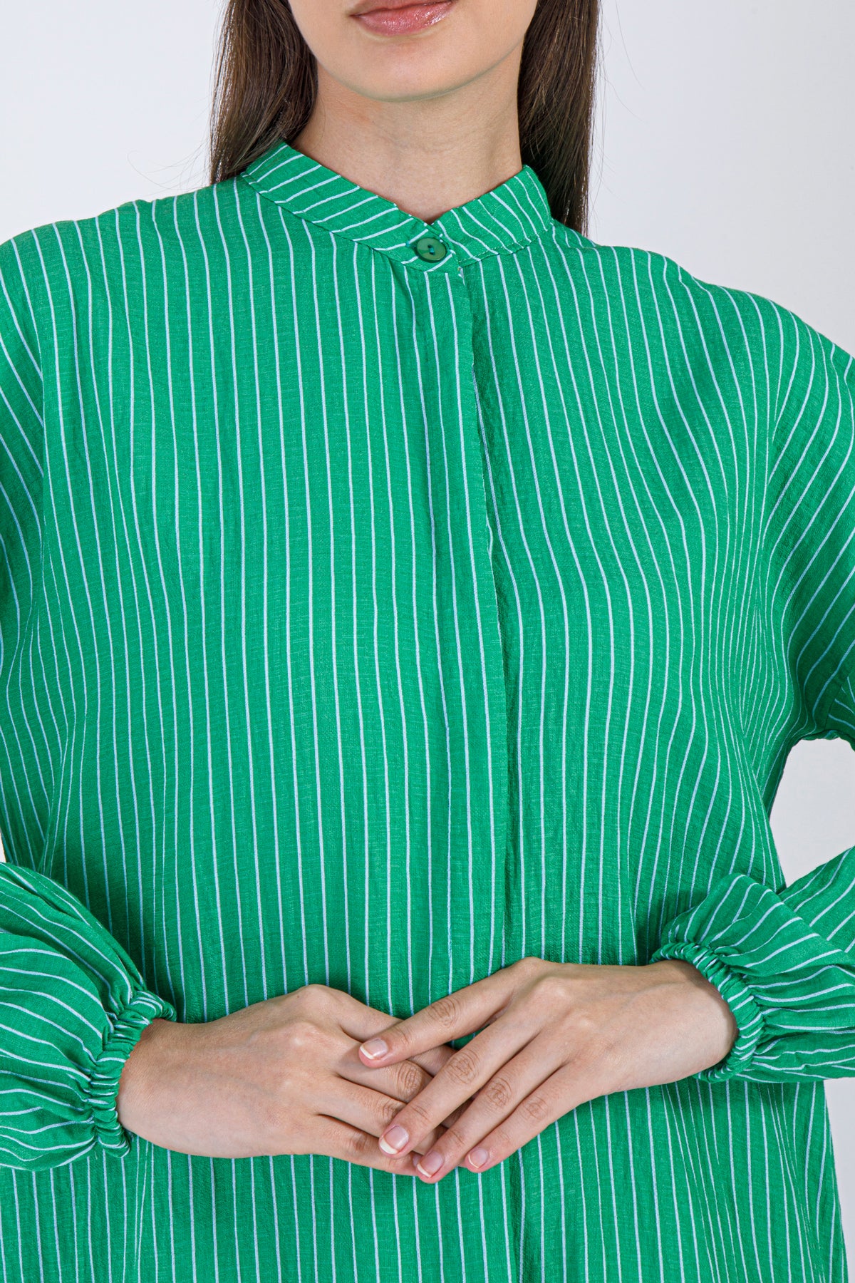 Safa Striped Shirt Dress – Emerald Green