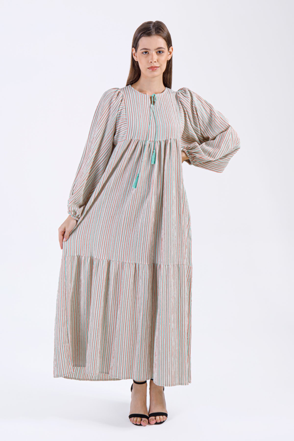 Layla Maxi Dress – Cream with Multicolor Stripes