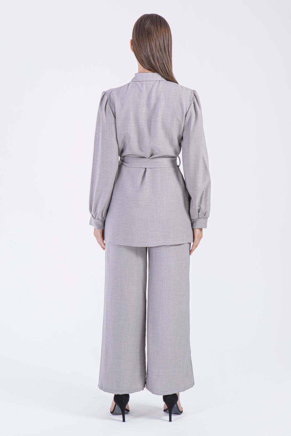 Elira Belted Set – Dove Grey