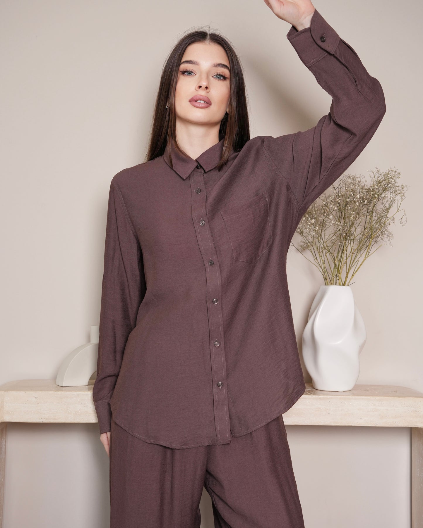 Sable Luxe - Dark brown Linen Co-ord Set