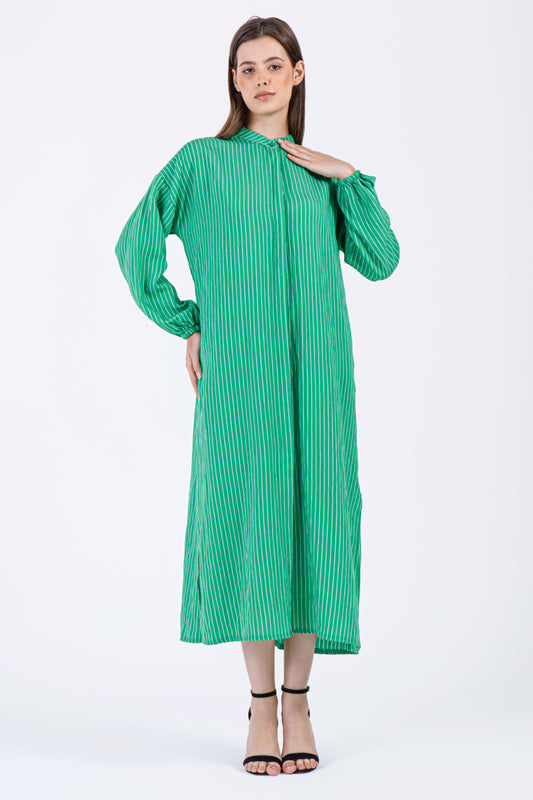 Safa Striped Shirt Dress – Emerald Green