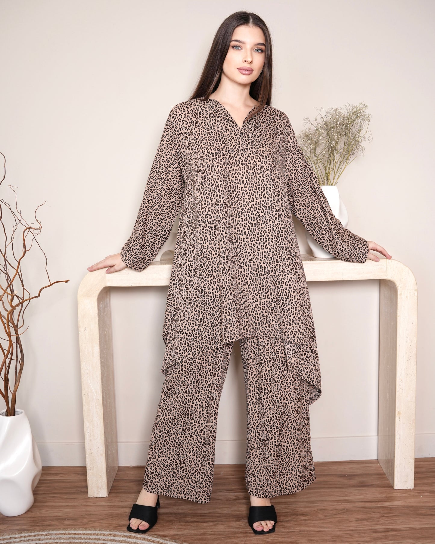 Savannah Charm - Leopard Print Modest Co-Ord Set