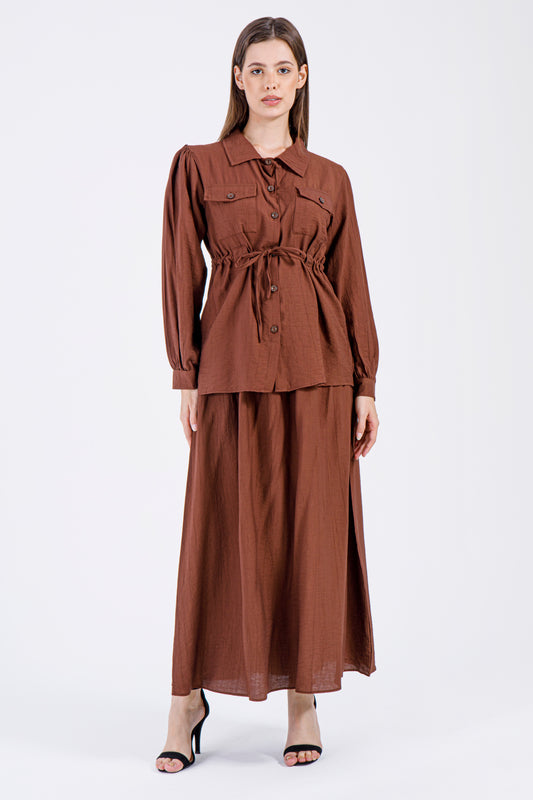 Noura Two-Piece Set – Chestnut Brown