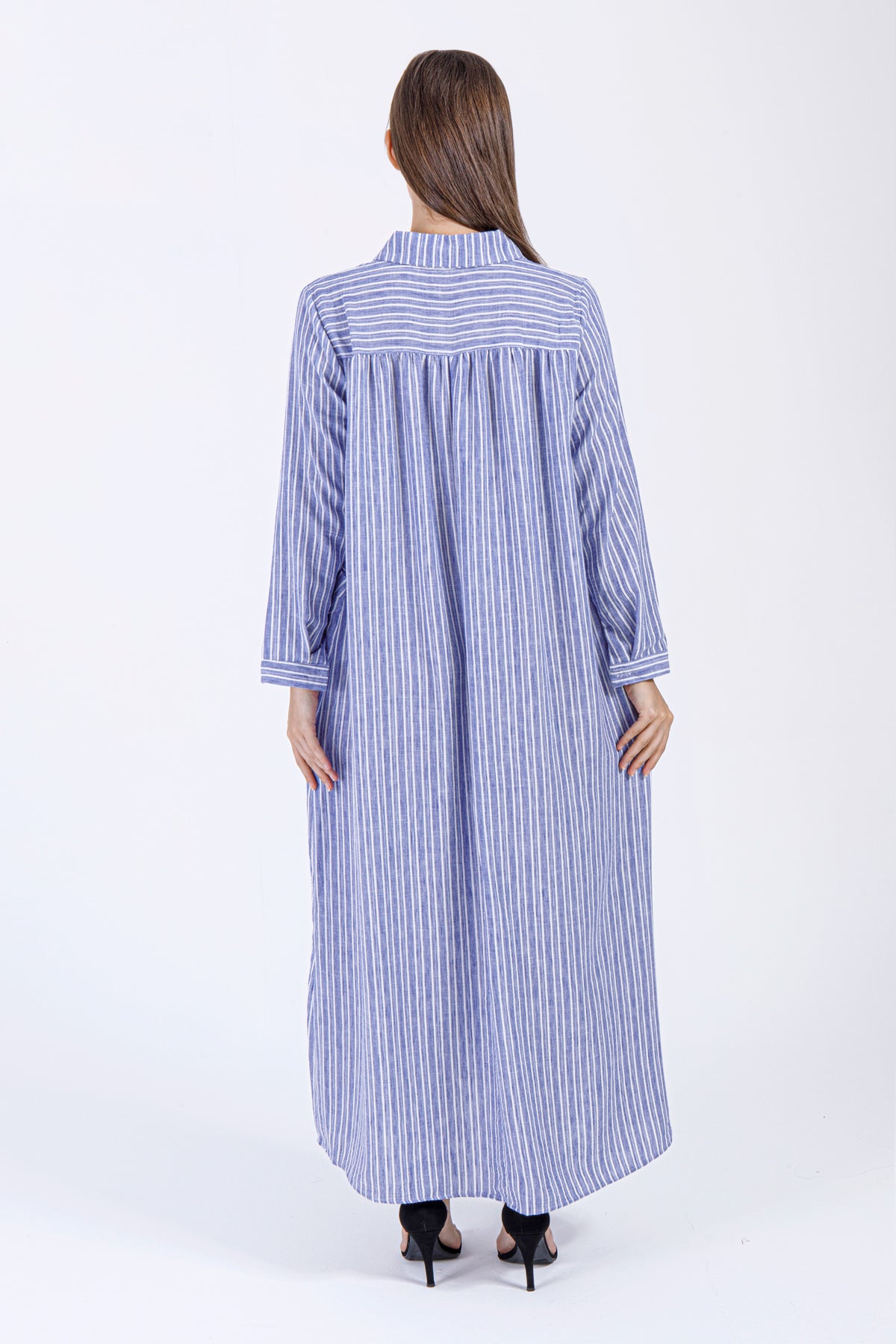 Lina Striped Maxi Dress – Blue & White – Modesity