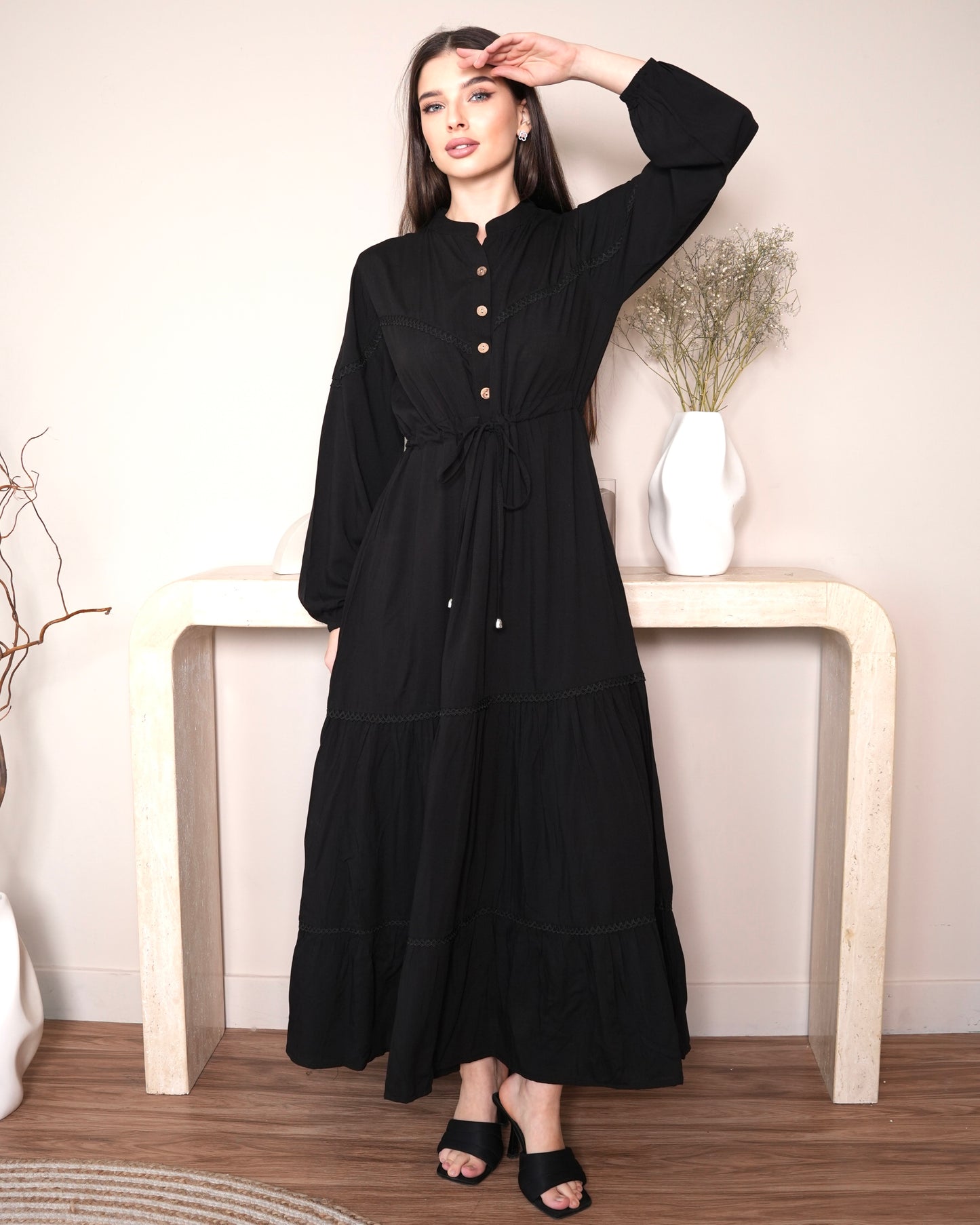 Sofia Dark Blossom - Black Maxi Dress