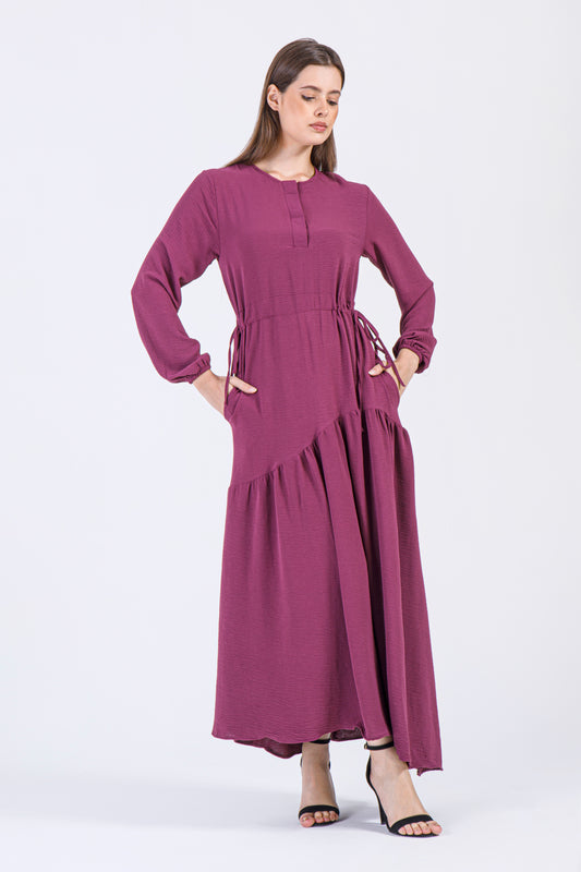 Asya Drawstring Maxi Dress – Plum