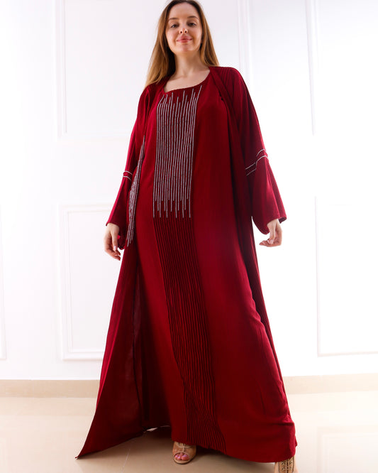 Crimson Grace - Embellished 2-Piece Abaya Set