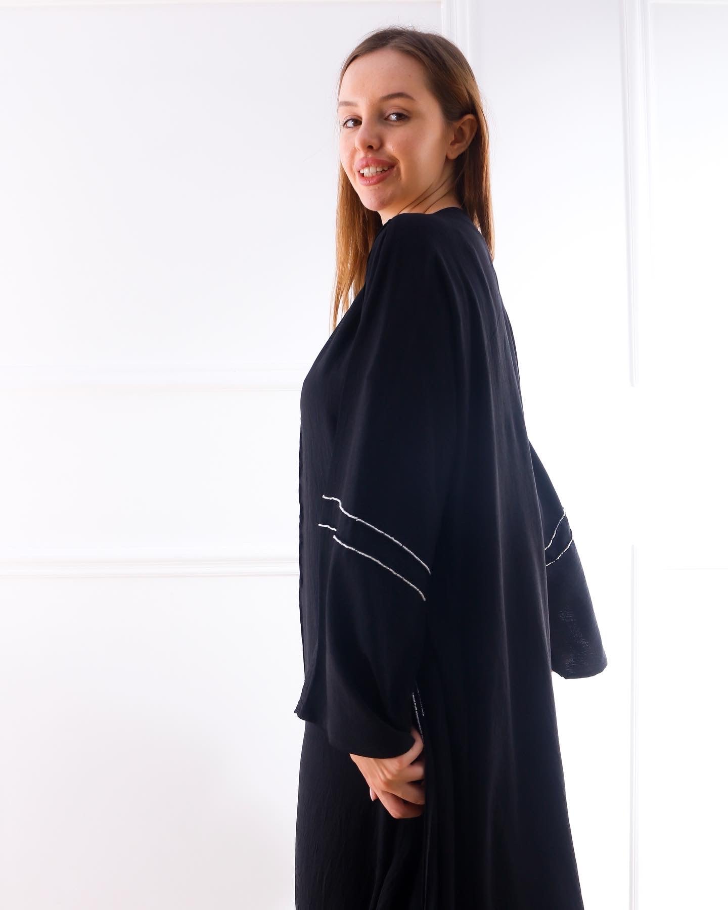 Two Piece Abaya Set - Black