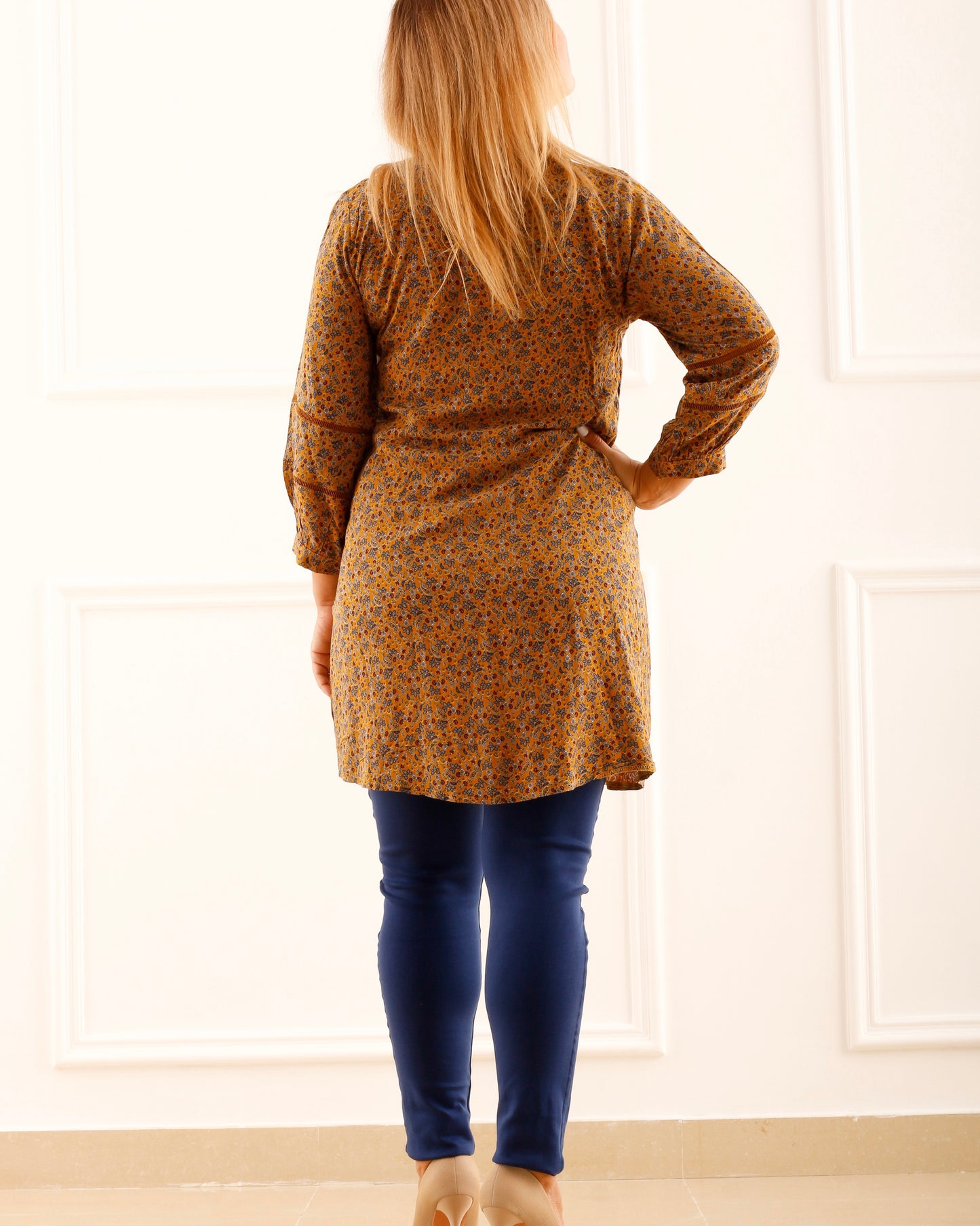 Versatile Lace finish Top - Mustard